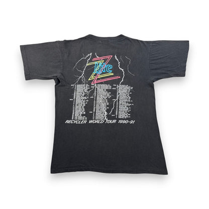 90s ZZ TOP ZZトップ バンドT RECYCLER Tシャツ ツアー 黒 L 1990 シングルステッチ フェード シングルステッチ 2603-0138