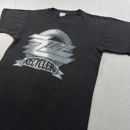 90s ZZ TOP ZZトップ バンドT RECYCLER Tシャツ ツアー 黒 L 1990 シングルステッチ フェード シングルステッチ 2603-0138