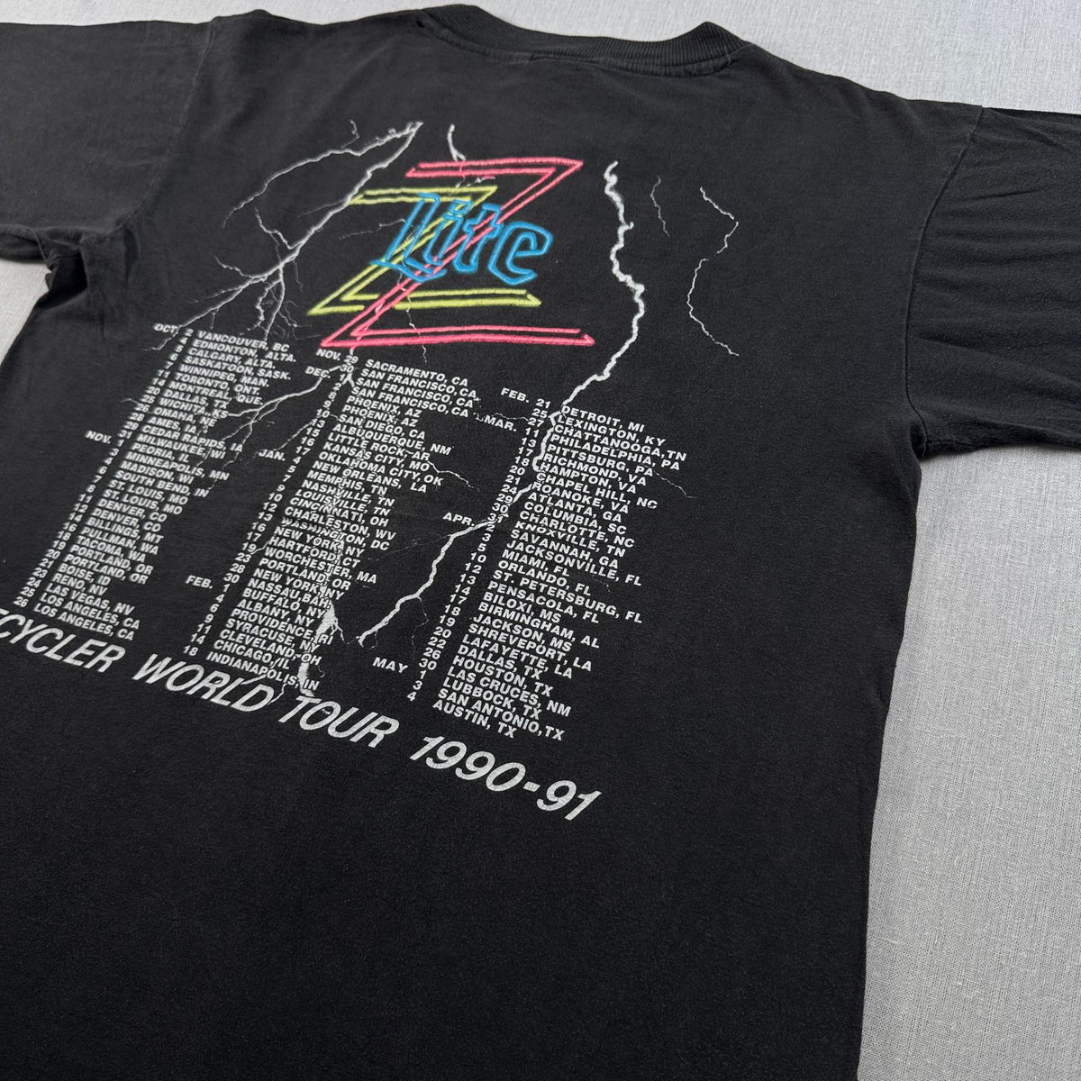 90s ZZ TOP ZZトップ バンドT RECYCLER Tシャツ ツアー 黒 L 1990 シングルステッチ フェード シングルステッチ 2603-0138
