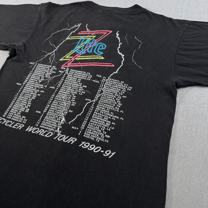 90s ZZ TOP ZZトップ バンドT RECYCLER Tシャツ ツアー 黒 L 1990 シングルステッチ フェード シングルステッチ 2603-0138