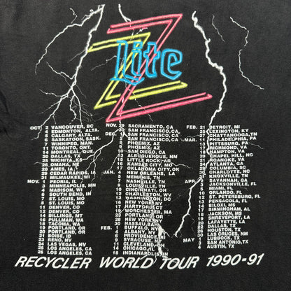90s ZZ TOP ZZトップ バンドT RECYCLER Tシャツ ツアー 黒 L 1990 シングルステッチ フェード シングルステッチ 2603-0138