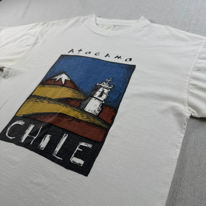 90s アートT Tシャツ ATACAMA アタカマ スーベニアT tatoo タトゥー 砂漠 白 chile シングルステッチ 2603-0143