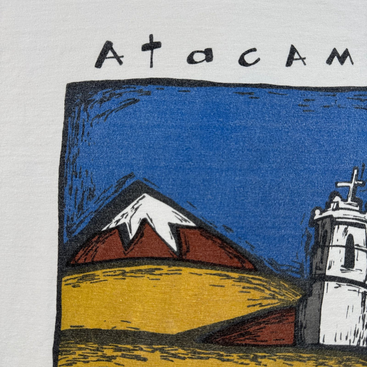 90s アートT Tシャツ ATACAMA アタカマ スーベニアT tatoo タトゥー 砂漠 白 chile シングルステッチ 2603-0143