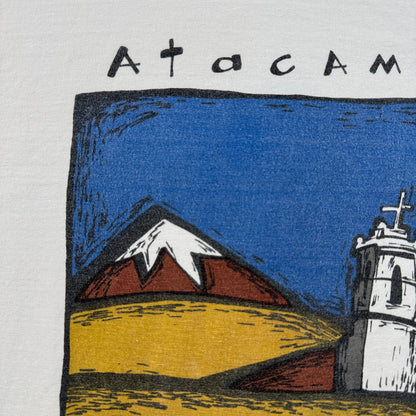 90s アートT Tシャツ ATACAMA アタカマ スーベニアT tatoo タトゥー 砂漠 白 chile シングルステッチ 2603-0143
