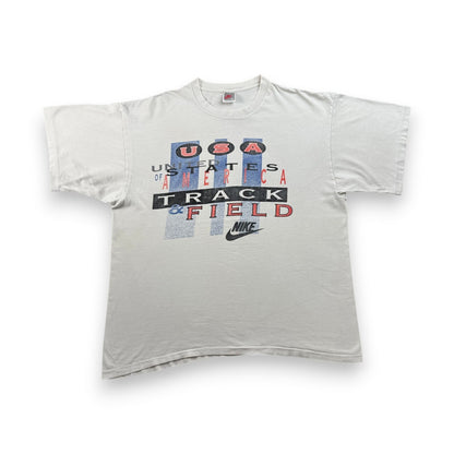 90s NIKE ナイキ USA製 Tシャツ 銀タグ 陸上 白 XL シングルステッチ アメリカ 2603-0144