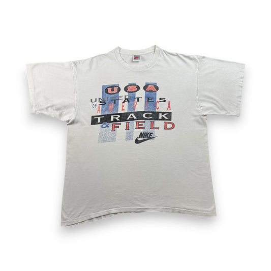 90s NIKE ナイキ USA製 Tシャツ 銀タグ 陸上 白 XL シングルステッチ アメリカ 2603-0144
