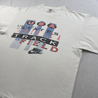 90s NIKE ナイキ USA製 Tシャツ 銀タグ 陸上 白 XL シングルステッチ アメリカ 2603-0144
