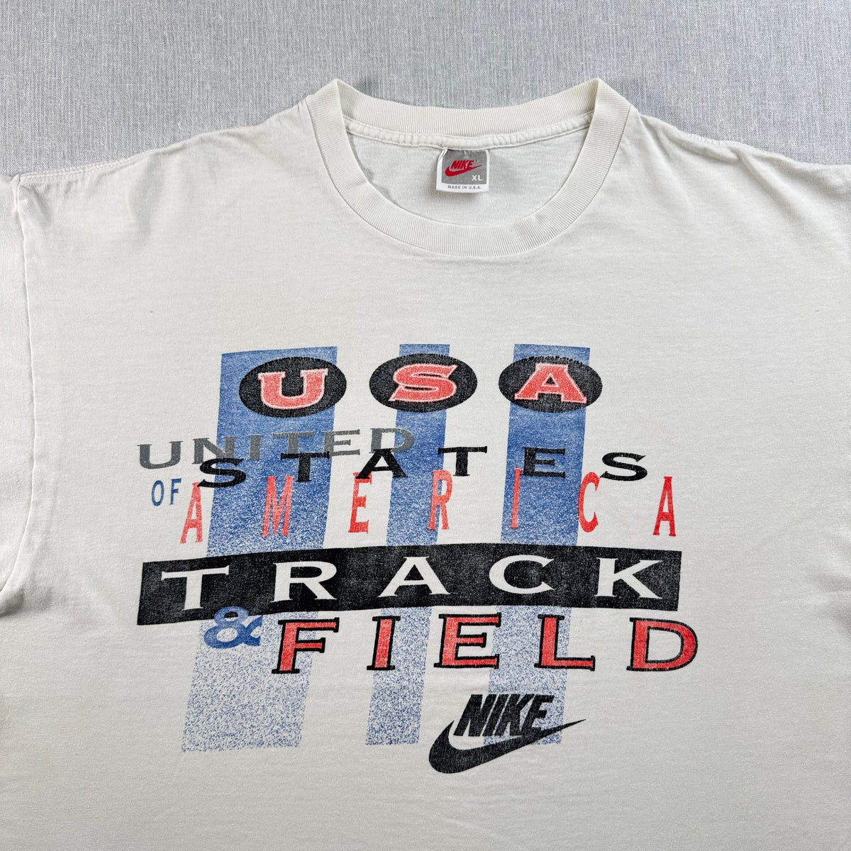 90s NIKE ナイキ USA製 Tシャツ 銀タグ 陸上 白 XL シングルステッチ アメリカ 2603-0144