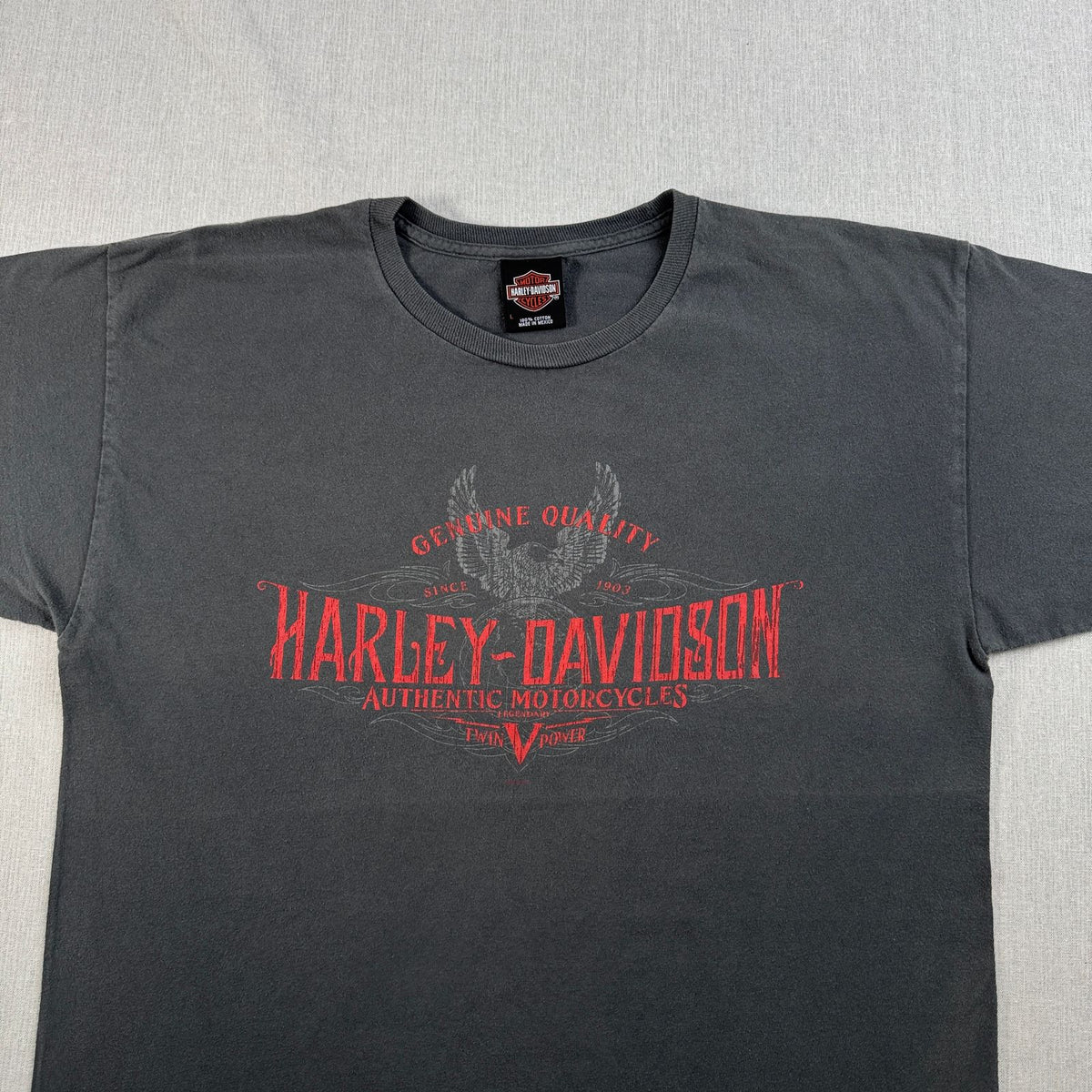 00s ハーレーダビッドソン Tシャツ グレー L メキシコ製 Harley Davidson 2603-0147