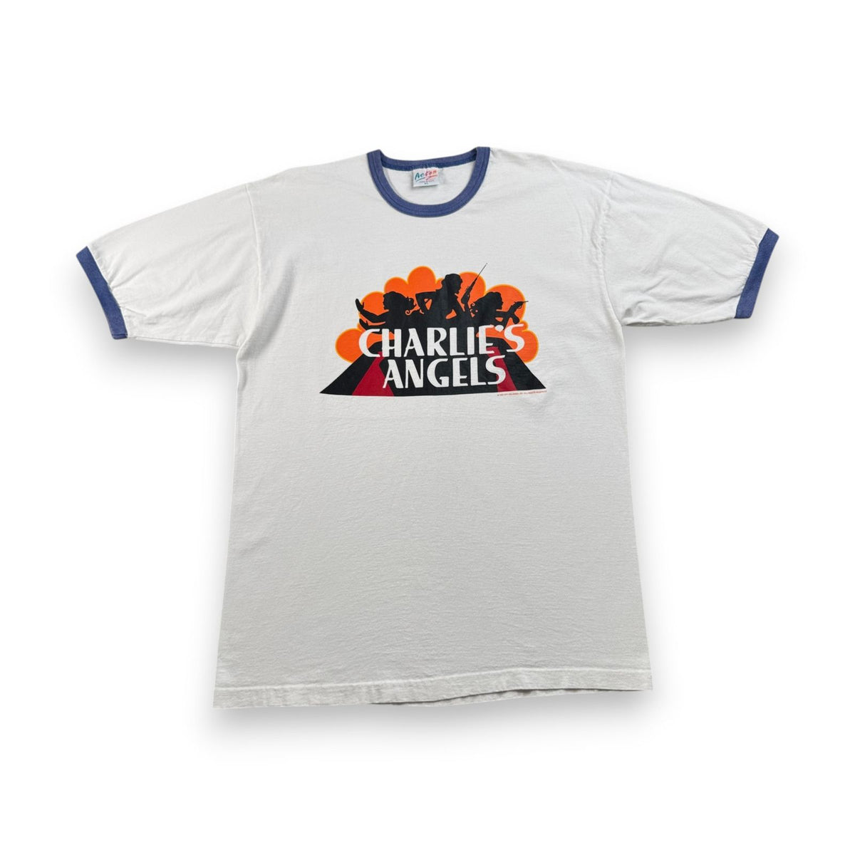 90s チャーリーズエンジェル 映画 ムービー USA製 リンガー XL 白 ネイビー Tシャツ 2603-0153