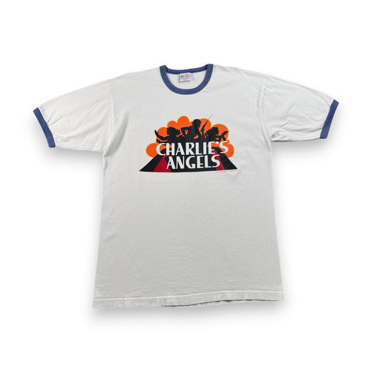 90s チャーリーズエンジェル 映画 ムービー USA製 リンガー XL 白 ネイビー Tシャツ 2603-0153