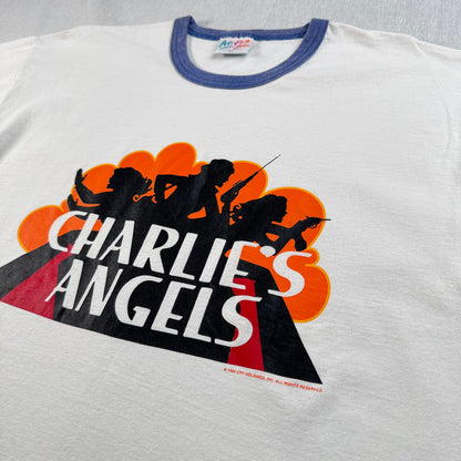 90s チャーリーズエンジェル 映画 ムービー USA製 リンガー XL 白 ネイビー Tシャツ 2603-0153
