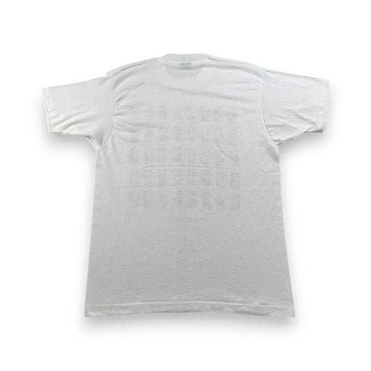 90s USA製 Tシャツ USPS 花 切手 アートT 白 L シングルステッチ スクリーンスターズ 2603-0155