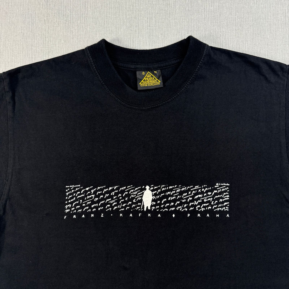 90s フランツカフカ Franz Kafka Jiri Votruba イジーヴォトルバ アートT Tシャツ 黒 M チェコ アーティスト 2603-0156