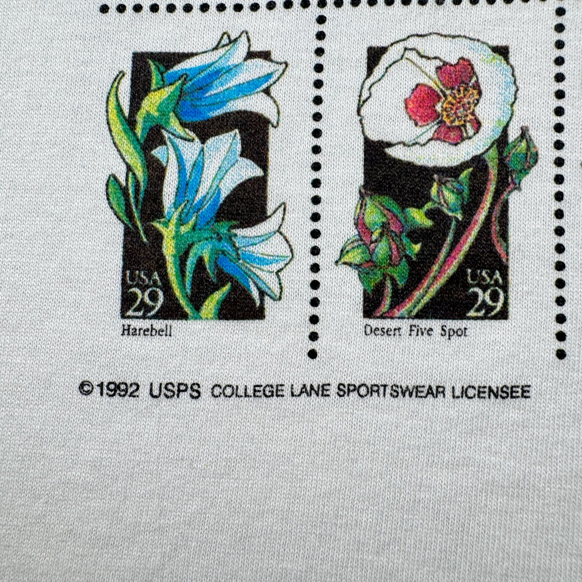 90s USA製 Tシャツ USPS 花 切手 アートT 白 L シングルステッチ スクリーンスターズ 2603-0155