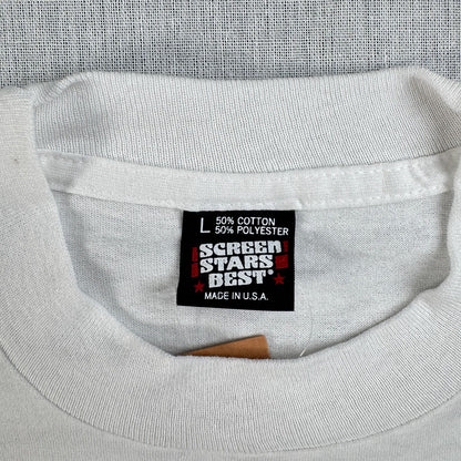90s USA製 Tシャツ USPS 花 切手 アートT 白 L シングルステッチ スクリーンスターズ 2603-0155