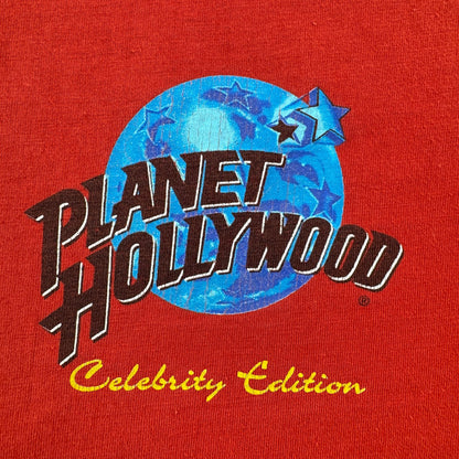 90s USA製 PLANET HOLLYWOOD プラネットハリウッド L シルベスタースタローン Tシャツ 赤 2603-0158