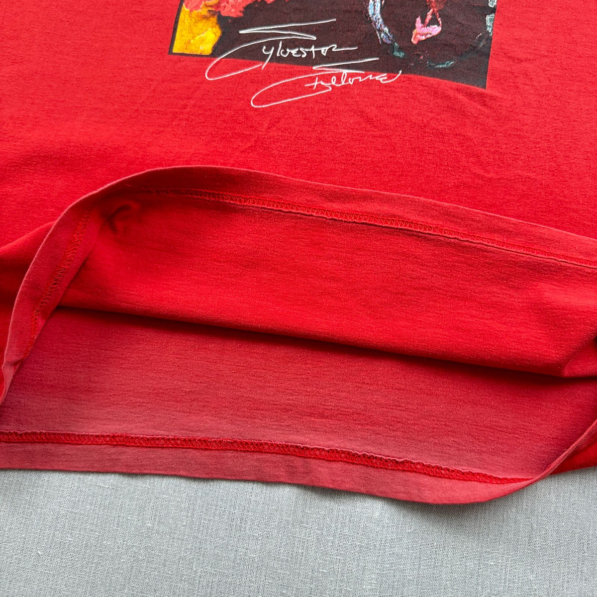 90s USA製 PLANET HOLLYWOOD プラネットハリウッド L シルベスタースタローン Tシャツ 赤 2603-0158