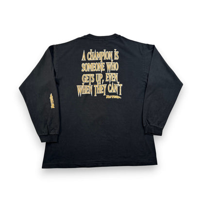 90s NO FEAR ロンT 黒 スケボー オールドスケート 両面プリント ストリート Tシャツ 2603-0159
