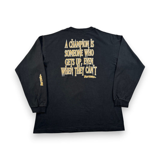 90s NO FEAR ロンT 黒 スケボー オールドスケート 両面プリント ストリート Tシャツ 2603-0159