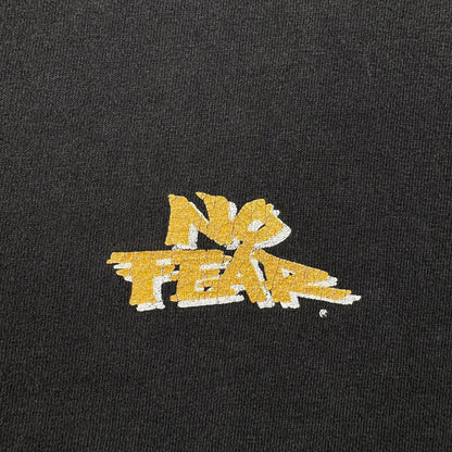 90s NO FEAR ロンT 黒 スケボー オールドスケート 両面プリント ストリート Tシャツ 2603-0159