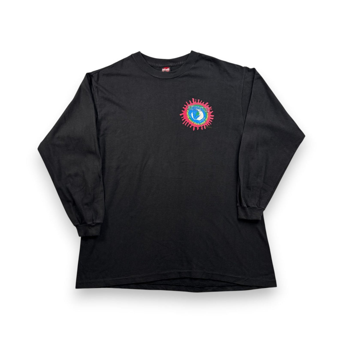90s ミッドナイトオイル Midnight Oil 1993 Tシャツ バンドT Earth and Sun and Moon 黒 ロンT 長袖 ACME L オーストラリア製 バンT シングルステッチ 2603-0162