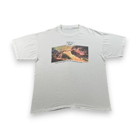 90s ミケランジェロ アダムの創造 Michelangelo Tシャツ アートT パロディ 白 シングルステッチ USA製 2603-0161