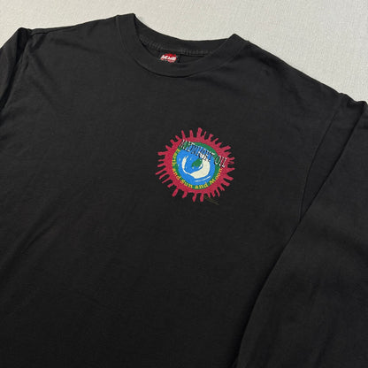 90s ミッドナイトオイル Midnight Oil 1993 Tシャツ バンドT Earth and Sun and Moon 黒 ロンT 長袖 ACME L オーストラリア製 バンT シングルステッチ 2603-0162