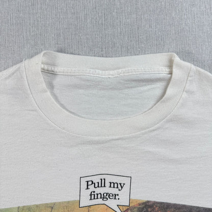 90s ミケランジェロ アダムの創造 Michelangelo Tシャツ アートT パロディ 白 シングルステッチ USA製 2603-0161