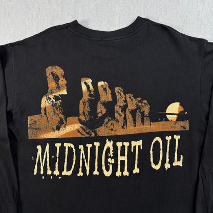 90s ミッドナイトオイル Midnight Oil 1993 Tシャツ バンドT Earth and Sun and Moon 黒 ロンT 長袖 ACME L オーストラリア製 バンT シングルステッチ 2603-0162