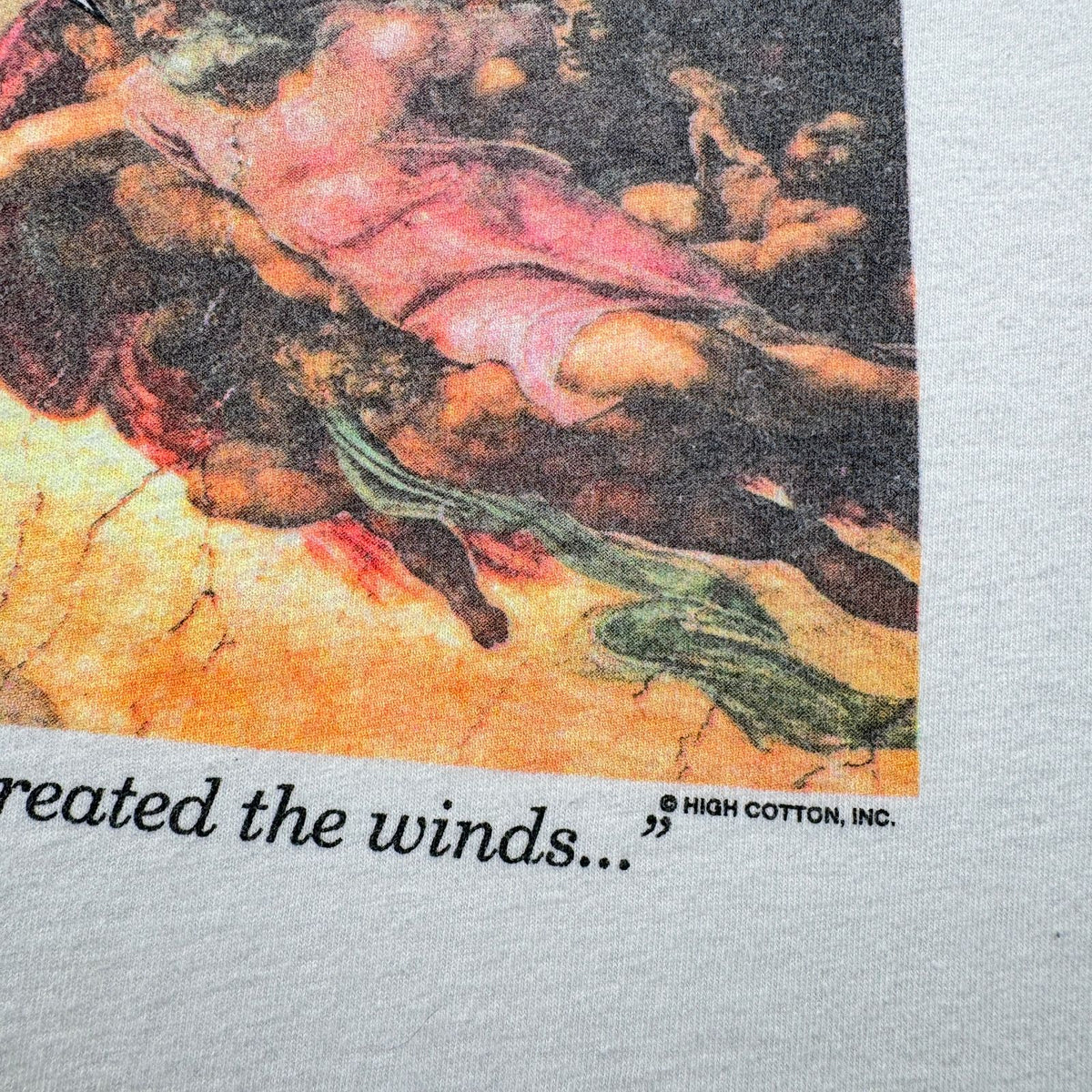 90s ミケランジェロ アダムの創造 Michelangelo Tシャツ アートT パロディ 白 シングルステッチ USA製 2603-0161