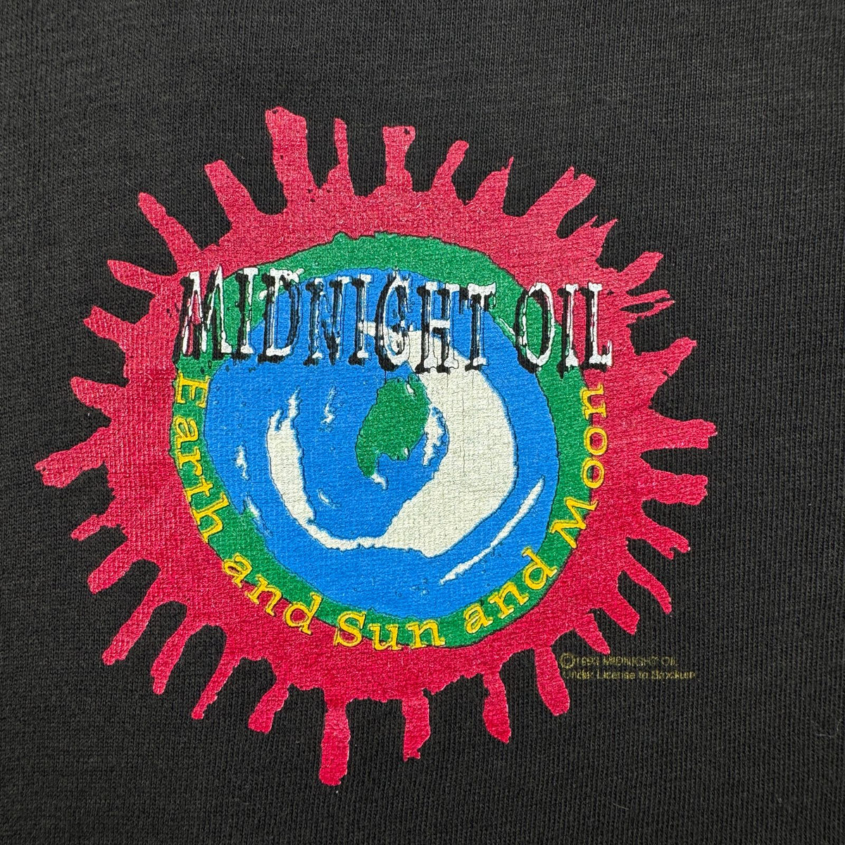 90s ミッドナイトオイル Midnight Oil 1993 Tシャツ バンドT Earth and Sun and Moon 黒 ロンT 長袖 ACME L オーストラリア製 バンT シングルステッチ 2603-0162