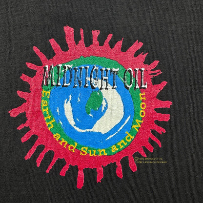 90s ミッドナイトオイル Midnight Oil 1993 Tシャツ バンドT Earth and Sun and Moon 黒 ロンT 長袖 ACME L オーストラリア製 バンT シングルステッチ 2603-0162