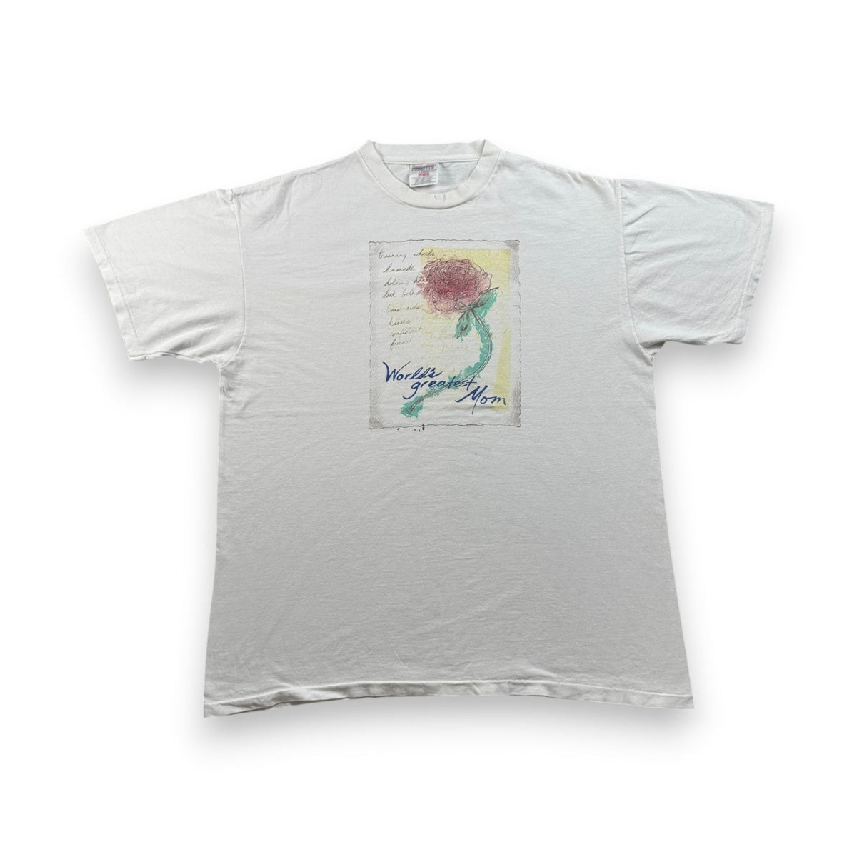 90s 薔薇 花柄 アートT Tシャツ 白 XL シングルステッチ ひまわり 2603-0172