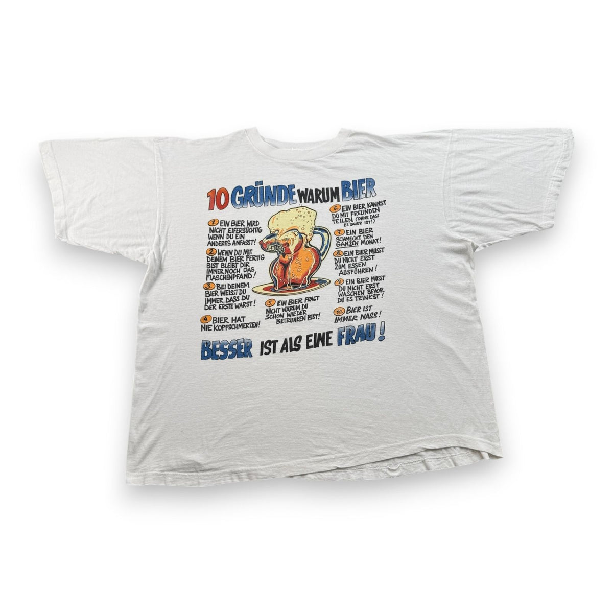 90s 00s エロT おっぱい ビール Tシャツ アートT 白 ボックスシルエット 2603-0174