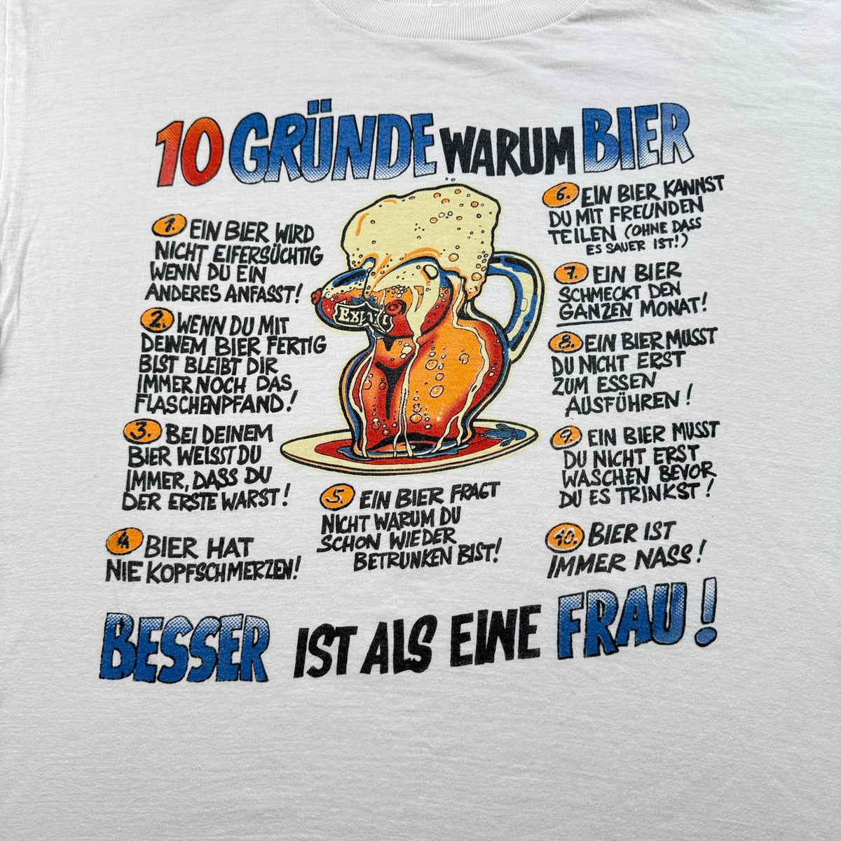 90s 00s エロT おっぱい ビール Tシャツ アートT 白 ボックスシルエット 2603-0174