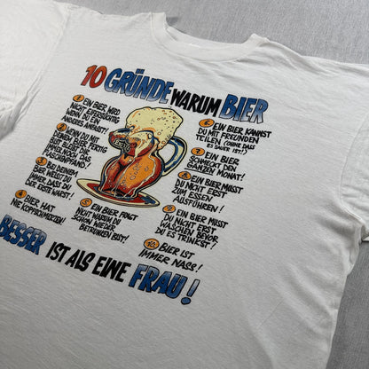 90s 00s エロT おっぱい ビール Tシャツ アートT 白 ボックスシルエット 2603-0174