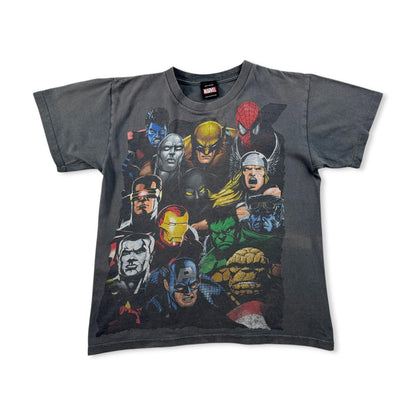 00s MARVEL マーベル Tシャツ グレー 黒 フェード キッズ 2603-0181