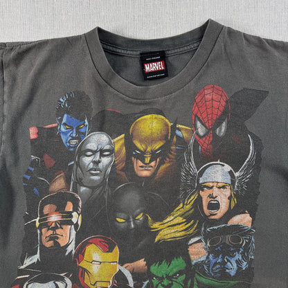 00s MARVEL マーベル Tシャツ グレー 黒 フェード キッズ 2603-0181