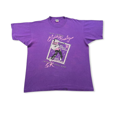 90s エルビス プレスリー elvis presley バンT Tシャツ USA製 XL 紫 シングルステッチ 両面プリント 2603-0187
