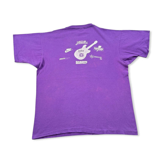 90s エルビス プレスリー elvis presley バンT Tシャツ USA製 XL 紫 シングルステッチ 両面プリント 2603-0187