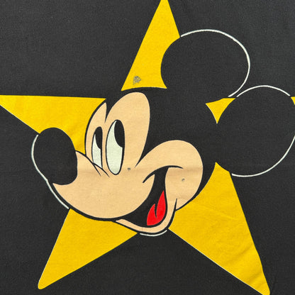80s 90s USA製 ミッキー ディズニー 星 Tシャツ 黒 L 青タグ disney シングルステッチ 2603-0186
