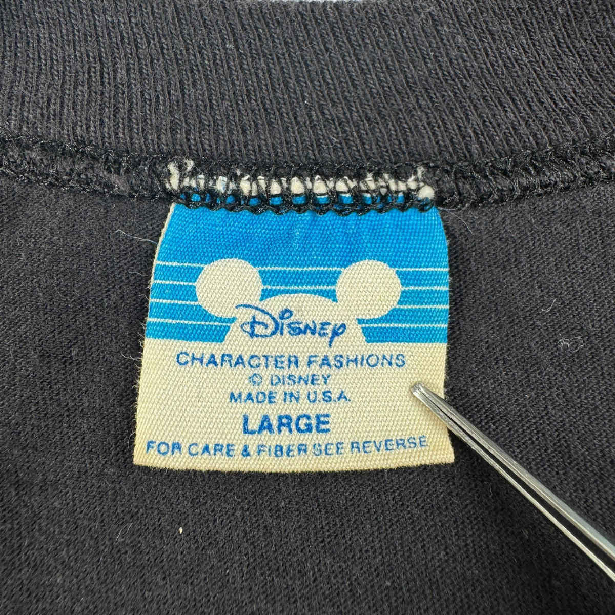 80s 90s USA製 ミッキー ディズニー 星 Tシャツ 黒 L 青タグ disney シングルステッチ 2603-0186