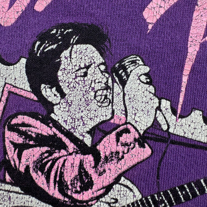 90s エルビス プレスリー elvis presley バンT Tシャツ USA製 XL 紫 シングルステッチ 両面プリント 2603-0187