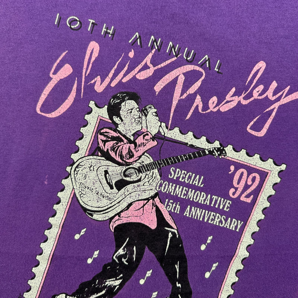 90s エルビス プレスリー elvis presley バンT Tシャツ USA製 XL 紫 シングルステッチ 両面プリント 2603-0187