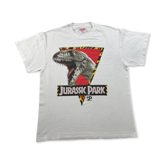 90s ジュラシックパーク Tシャツ 映画 ムービー JURASSIC PARK 1993 白 L USA製 シングルステッチ hanes 2603-0190