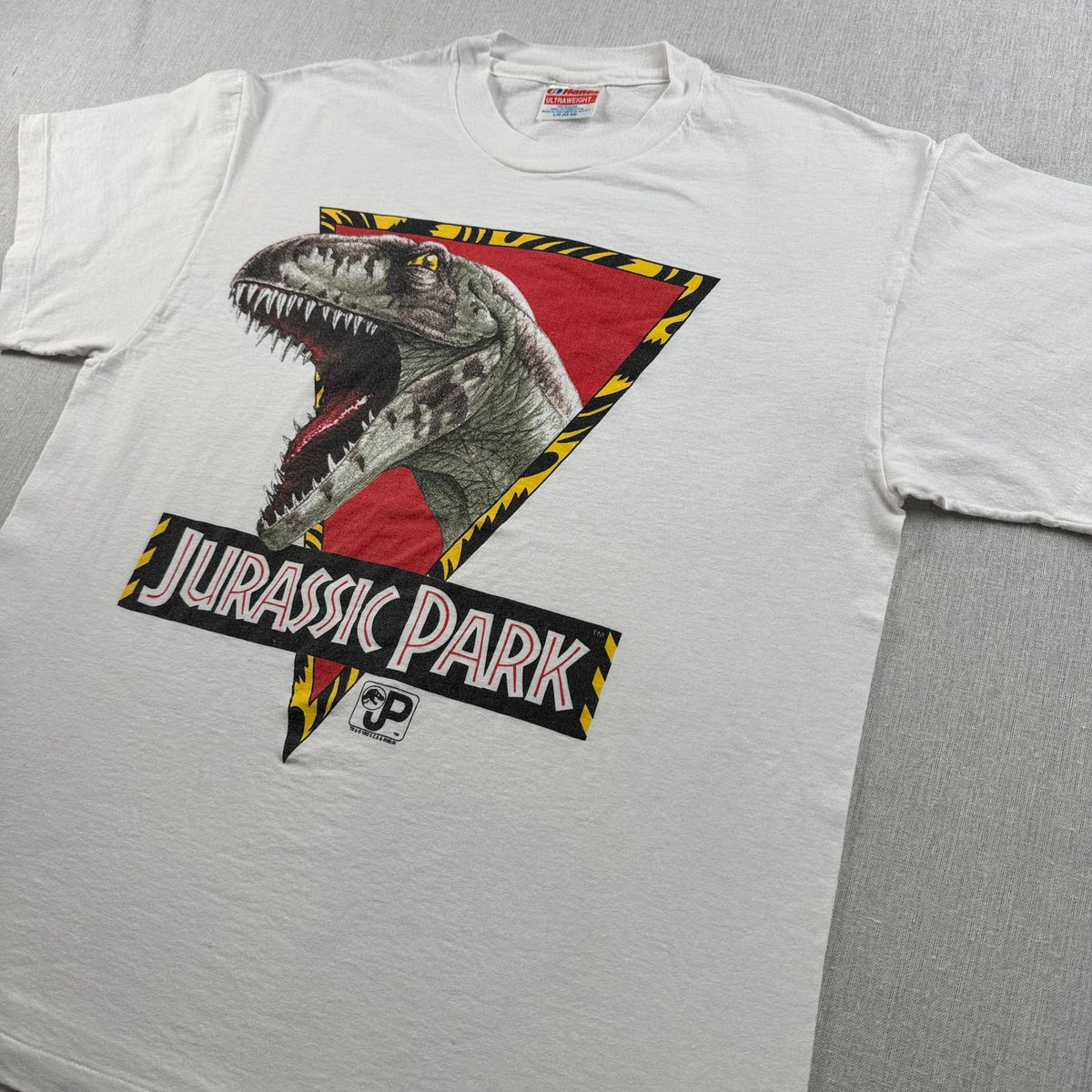 90s ジュラシックパーク Tシャツ 映画 ムービー JURASSIC PARK 1993 白 L USA製 シングルステッチ hanes 2603-0190