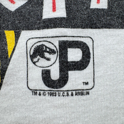90s ジュラシックパーク Tシャツ 映画 ムービー JURASSIC PARK 1993 白 L USA製 シングルステッチ hanes 2603-0190