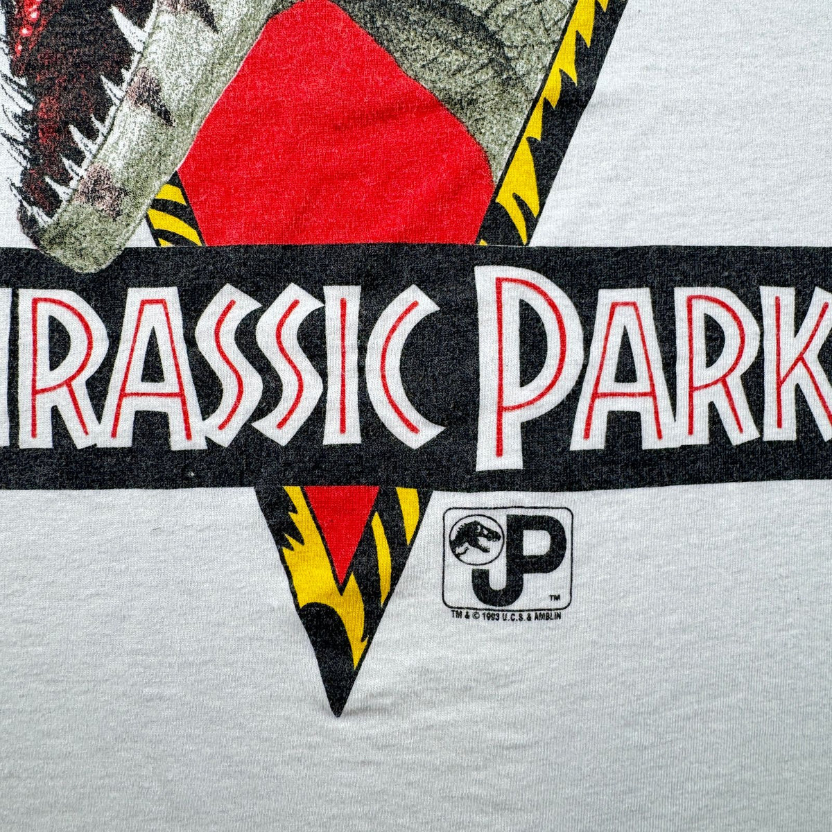 90s ジュラシックパーク Tシャツ 映画 ムービー JURASSIC PARK 1993 白 L USA製 シングルステッチ hanes 2603-0190