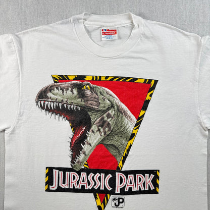 90s ジュラシックパーク Tシャツ 映画 ムービー JURASSIC PARK 1993 白 L USA製 シングルステッチ hanes 2603-0190